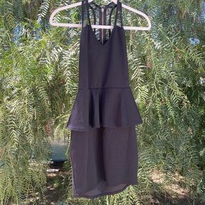 Black elegant peplum dress